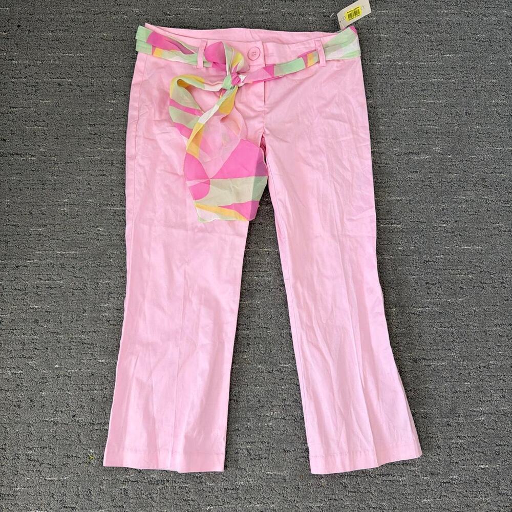 INSANE NWT vintage y2k pink & green ultra-low rise capri pants